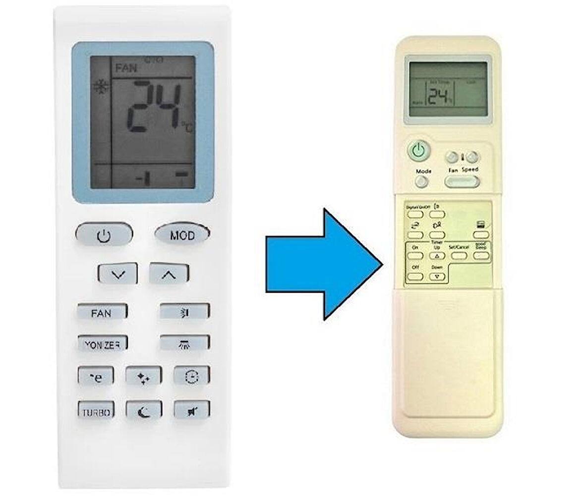 Seg-Regal-Vestel-Finlux Duvar Tipi Klima Kumandası-Resimde Sağdaki Gönderilir