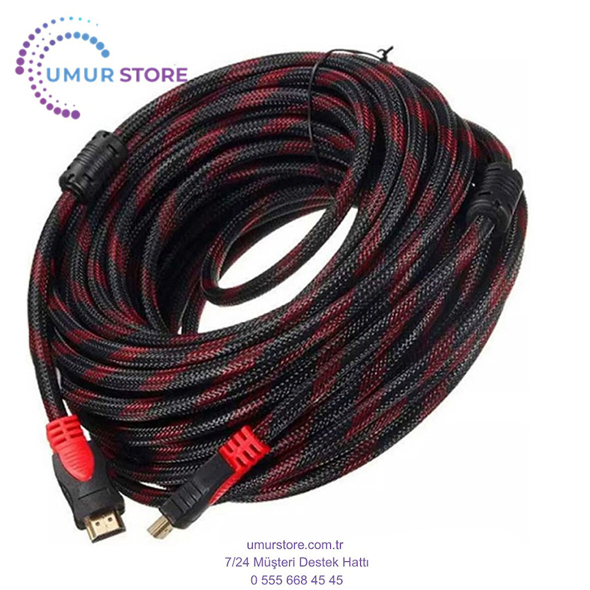 5 Metre Ip Sargılı Örgülü 5mt 5 Metre HDMI Kablo 1.4V 4K Full Hd Laptop Tv Görüntü HDMI Kablo