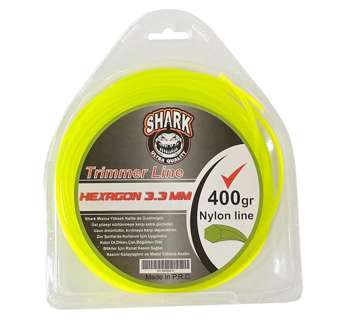 Shark Motorlu Tırpan Misinası 6 Köşe 3.30mm Yeşil 400gr