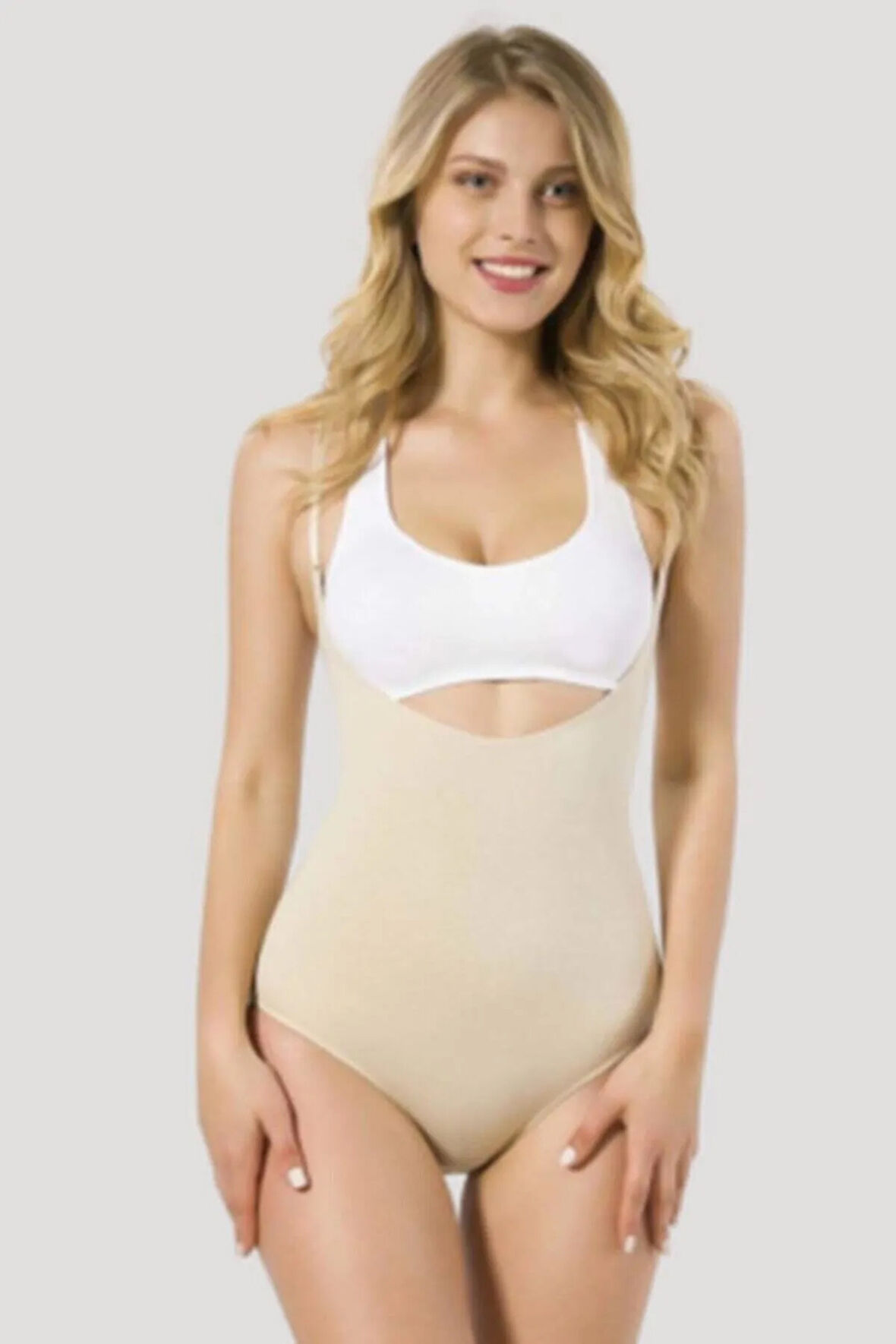 Kadın Ten Seamless Göğsü Açık Slip Korse 2023