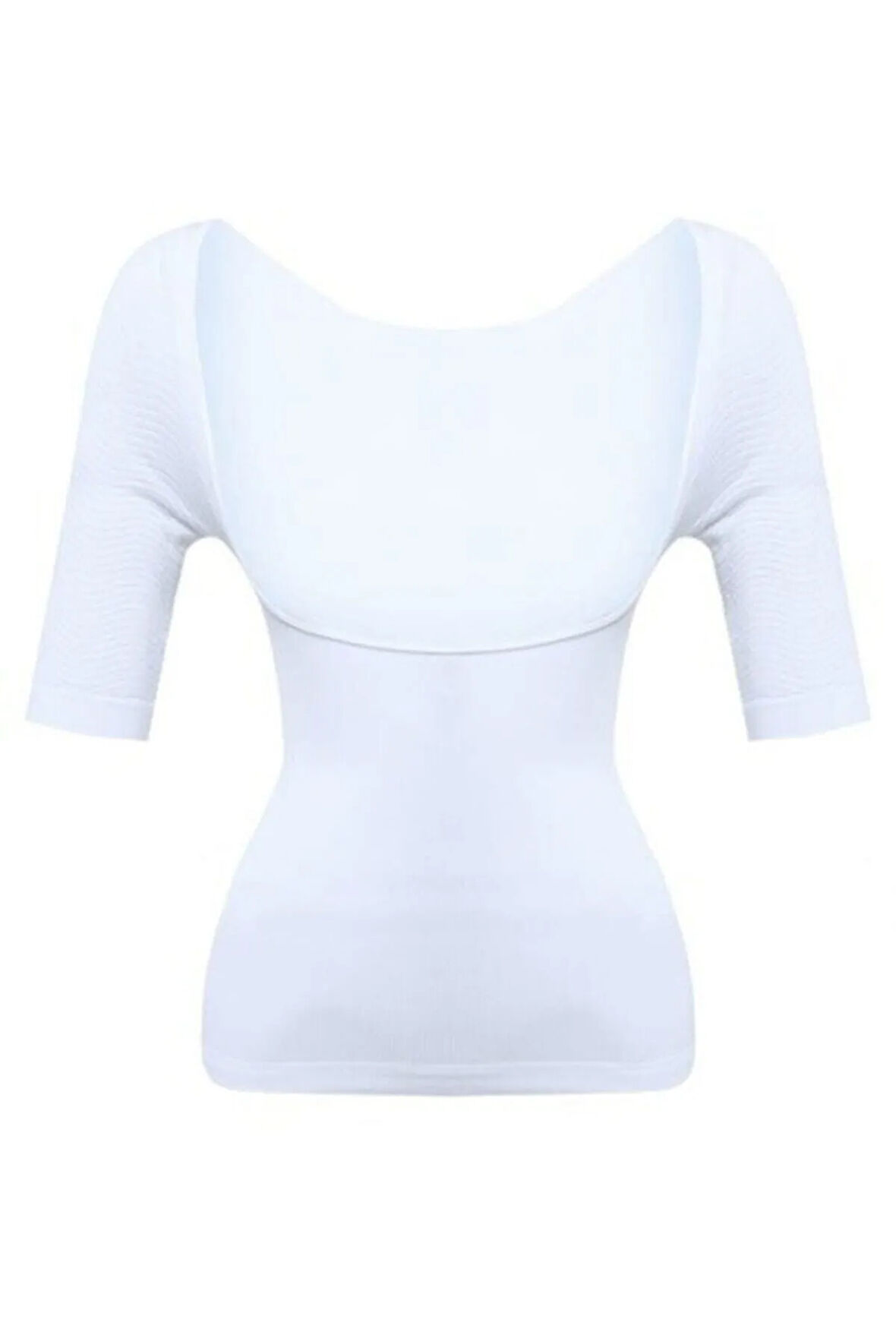 Kadın Beyaz Toparlayıcı Göğsü Açık Kollu Atlet Korse 5014