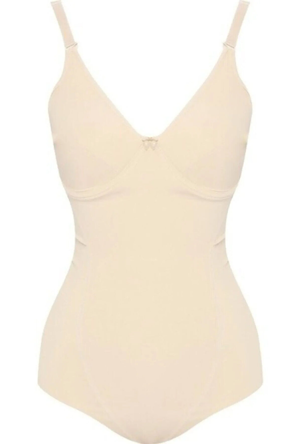 Kadın Bej Lazer Kesim Çift Kat Slip Boy Korse