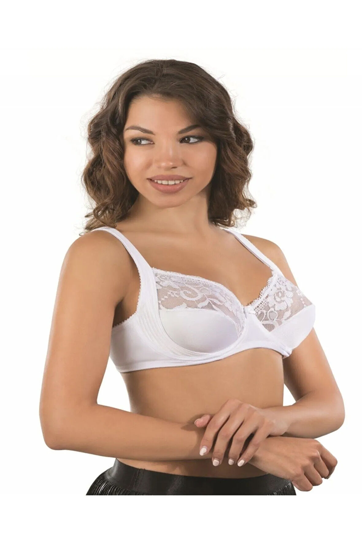 Toparlayıcı Dantelli Balenli Sütyen Beyaz