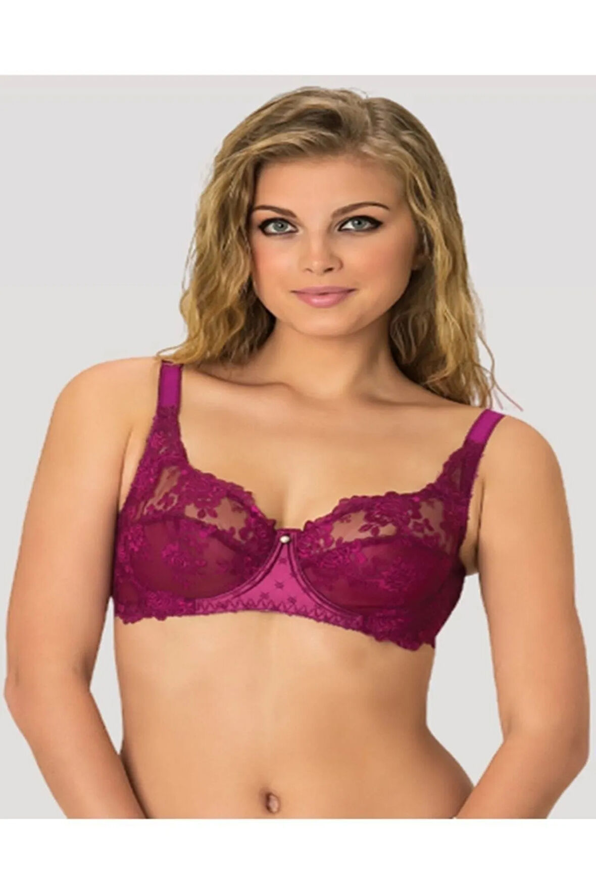 Toparlayıcı Brodeli Balenli Sütyen Mor 146