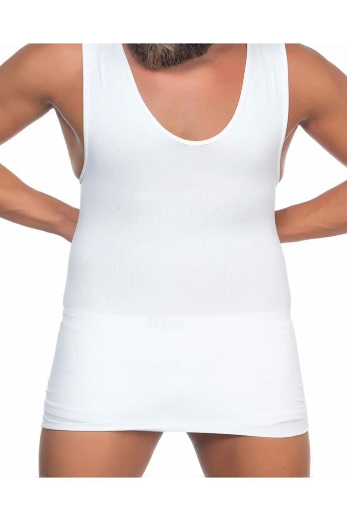 Erkek V Yaka Atlet Korse Beyaz E1003b