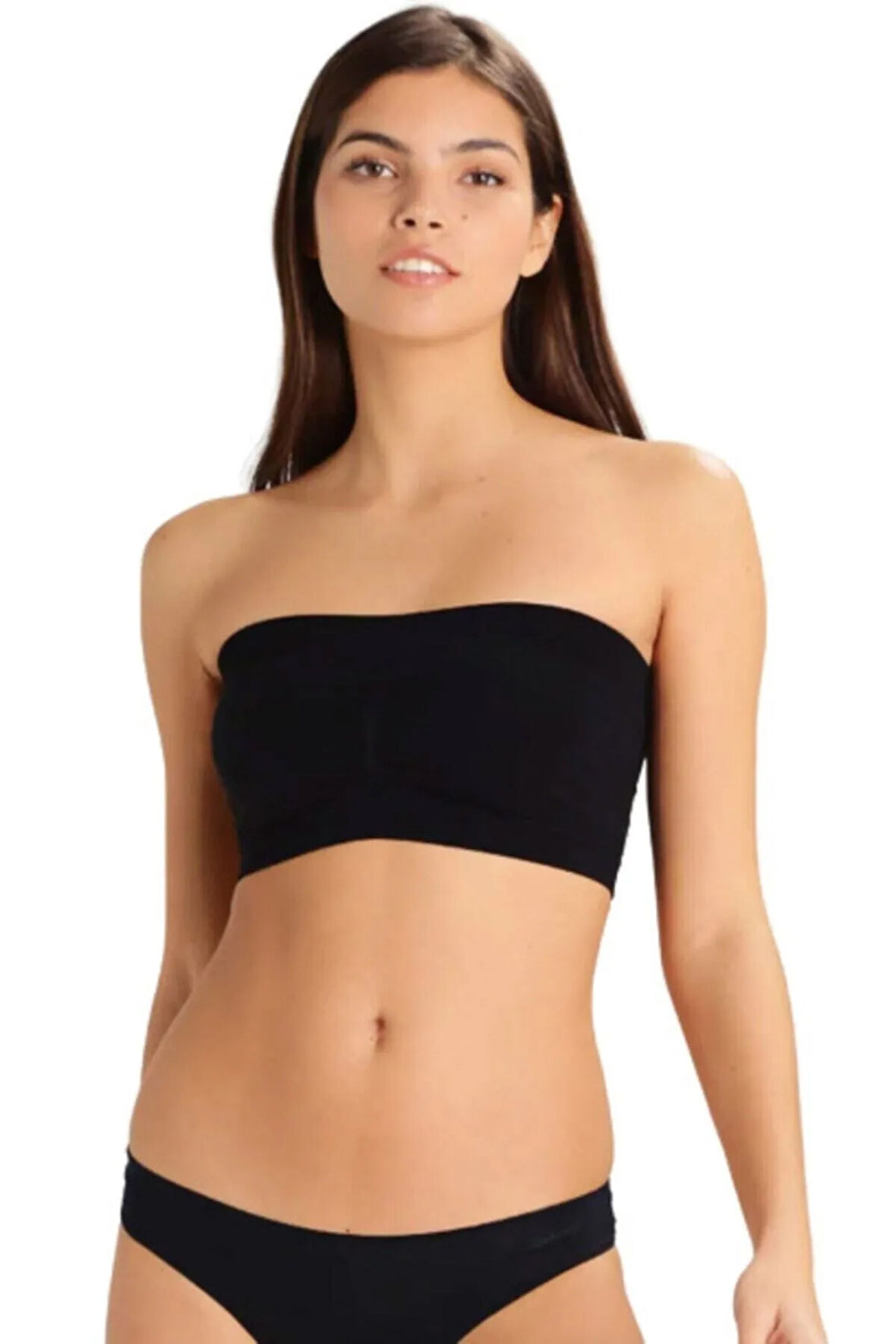 Kadın Siyah Dikişsiz Pedli Straplez Sütyen 4022