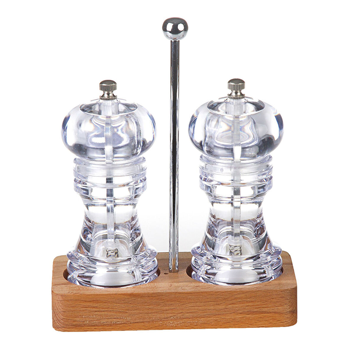 Biradlı Akrilik Tuz-K.Biber Değ.Takımı 15 Cm (Altı Ahş