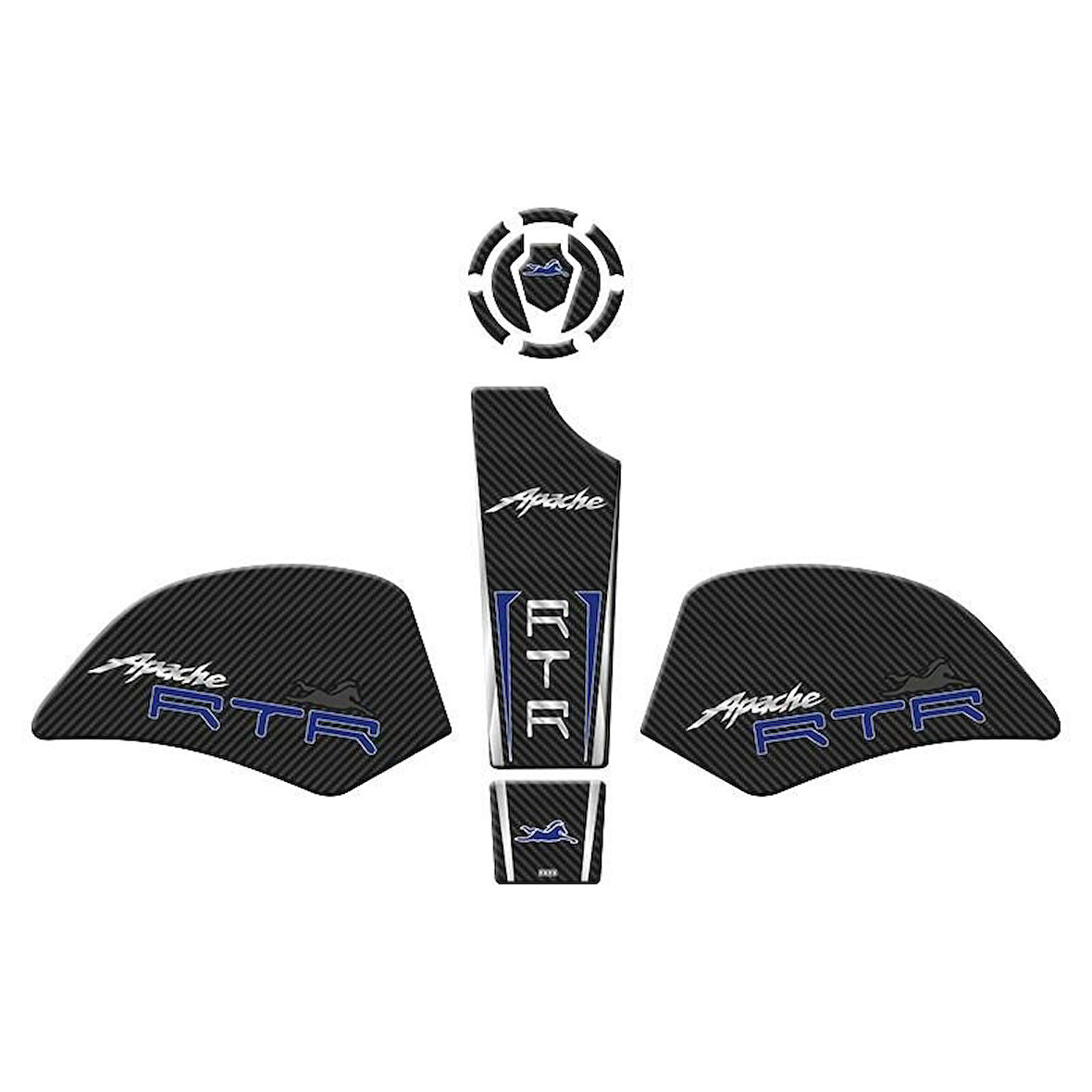 Gogo TVS Apache RTR 200 (2022-2025) Tank Pad Set 003 Karbon/Beyaz/Mavi
