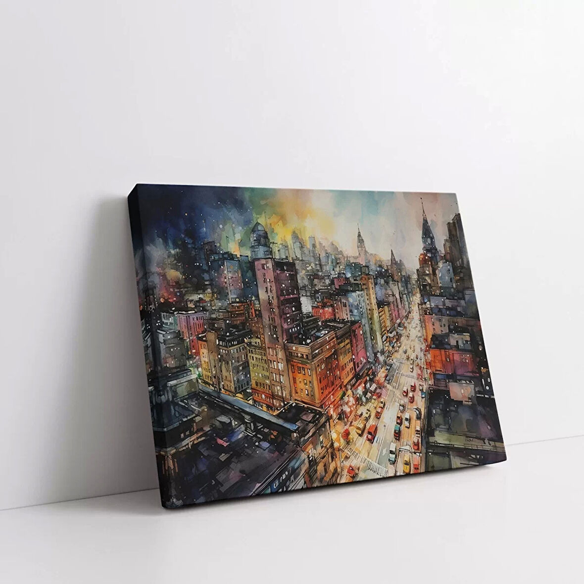 Yoğun Şehir Gecesi Kanvas Tablo