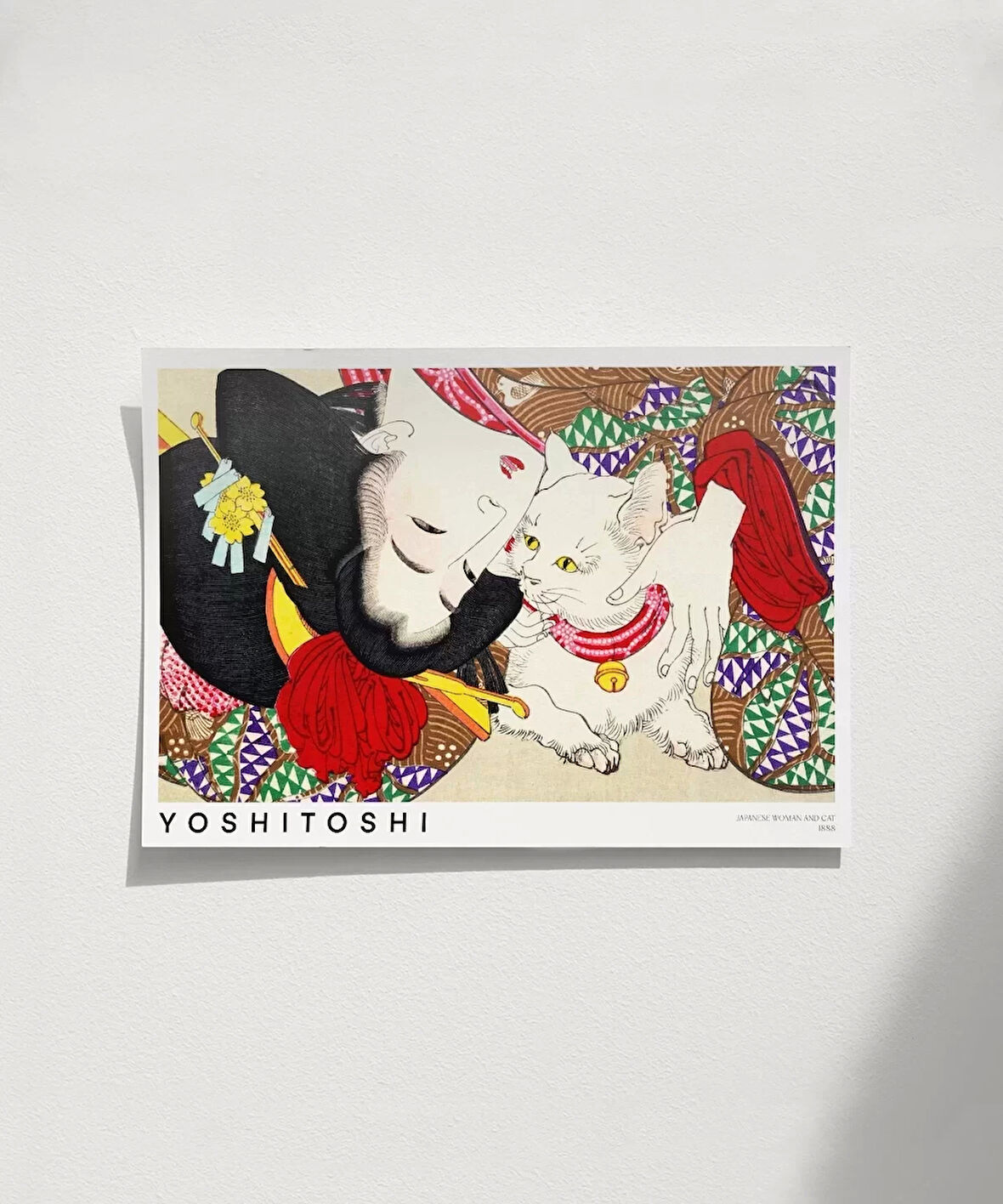 Çerçevesiz Poster Yoshitoshi Japon Kadın ve Kedi