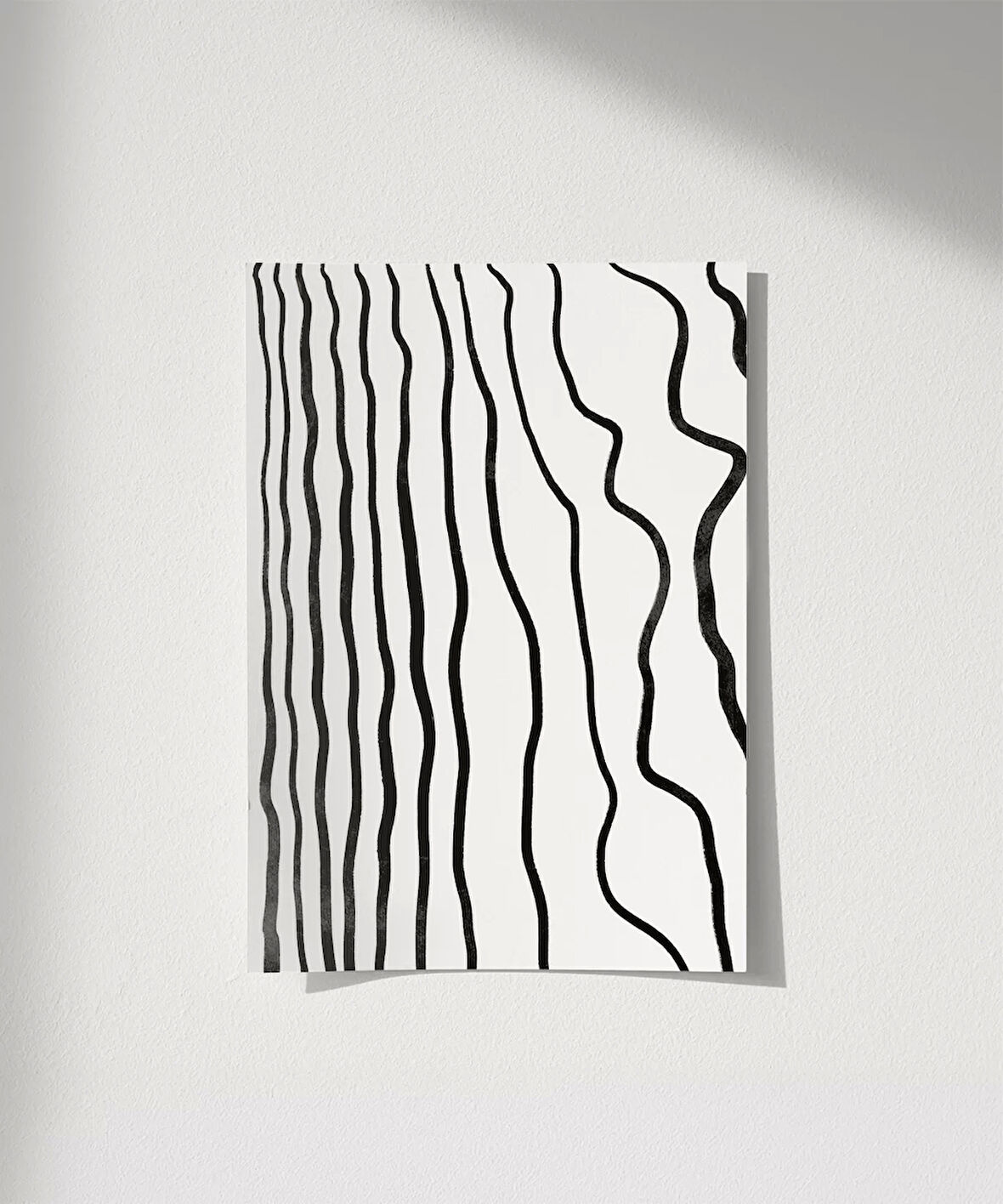 Çerçevesiz Poster Soyut Siyah-Beyaz Çizgisel