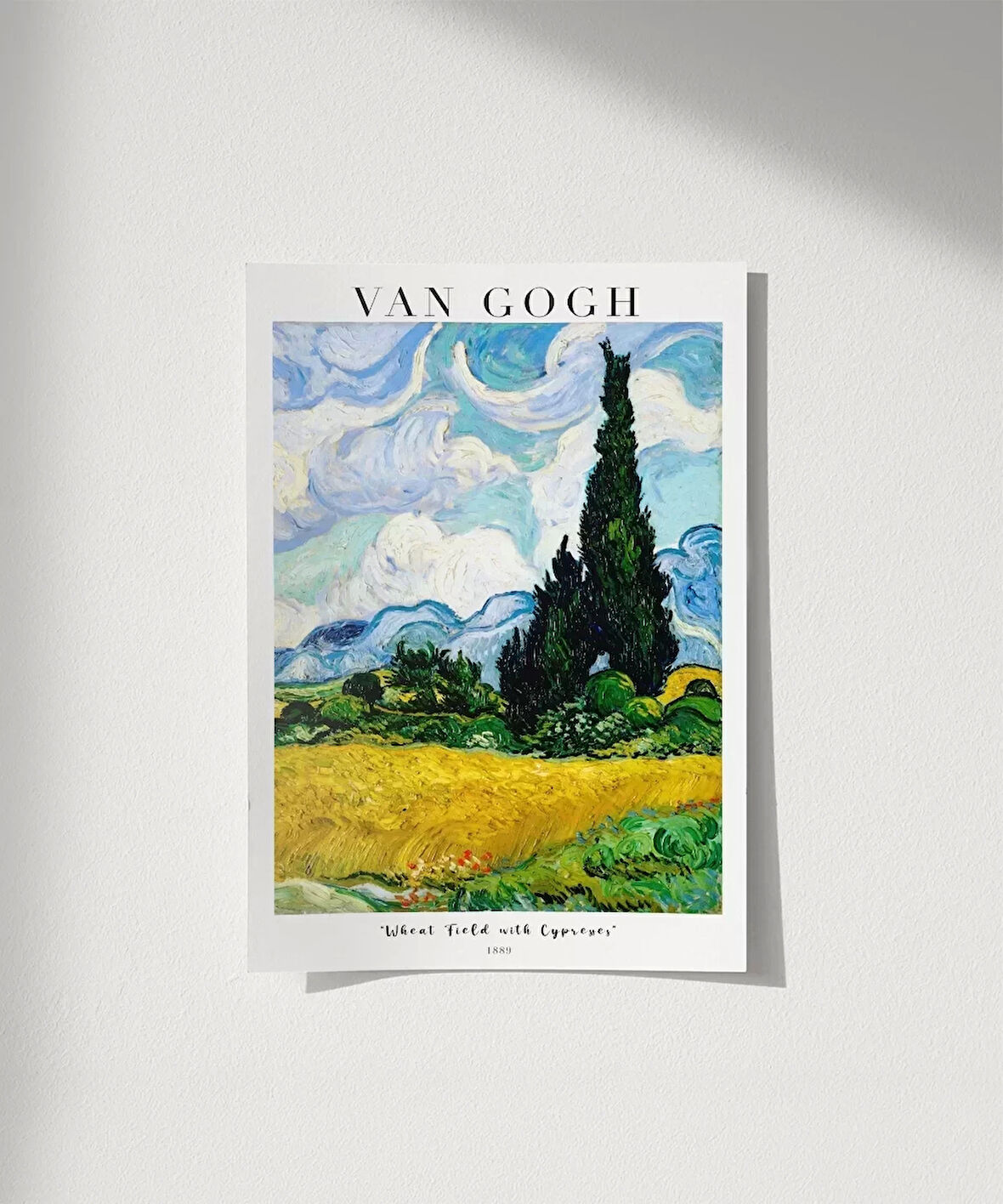 Vincent Van Gog Eygalières Yakınlarında, Haut Galline'de Servi Ağaçlı Buğday Çerçevesiz Poster Tarlası