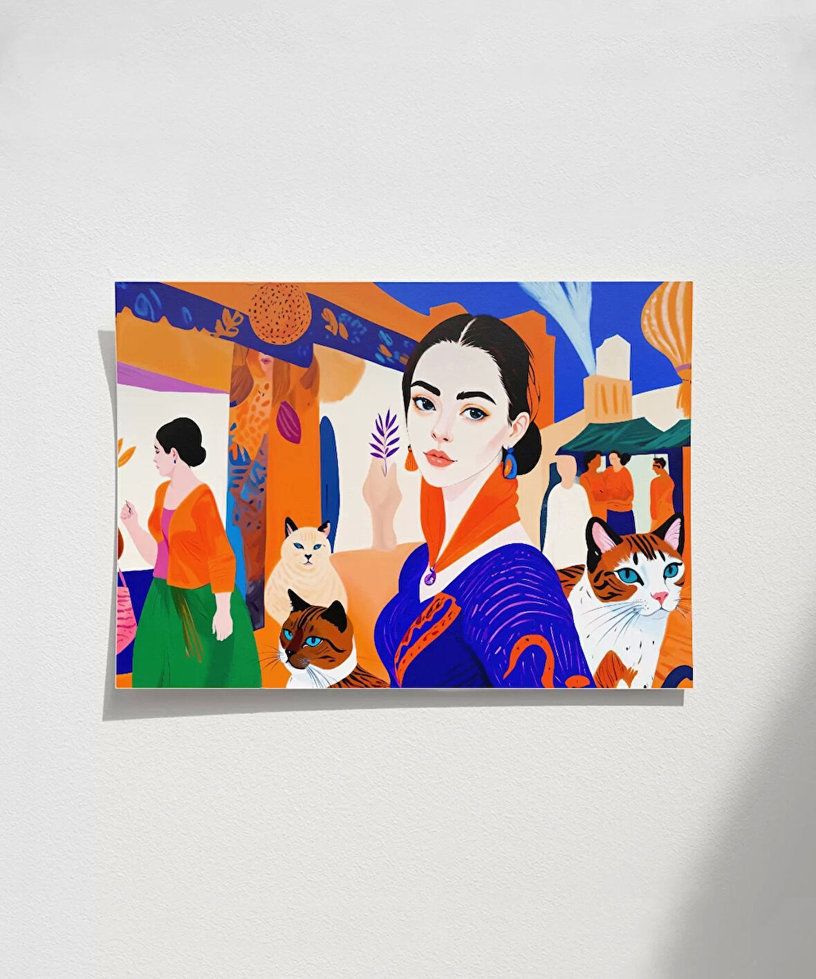 Çerçevesiz Poster Kedilerle Şehir Hikayesi