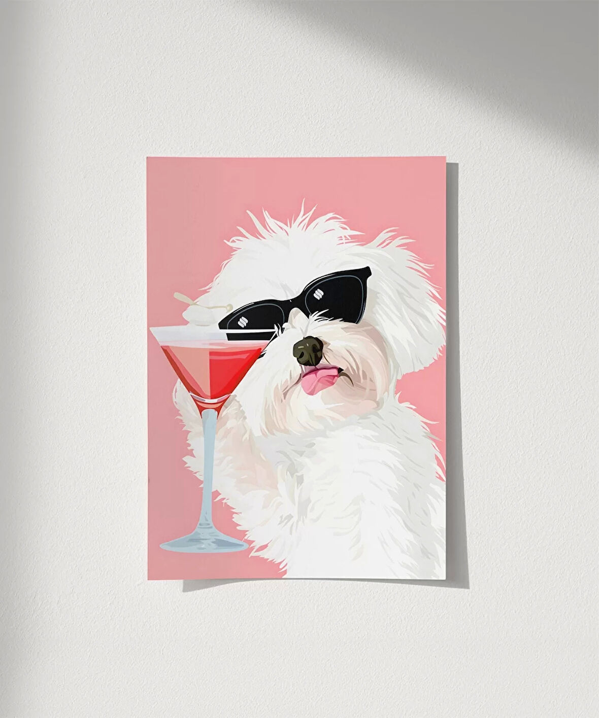 Çerçevesiz Poster Cool Köpek ve Kokteyl
