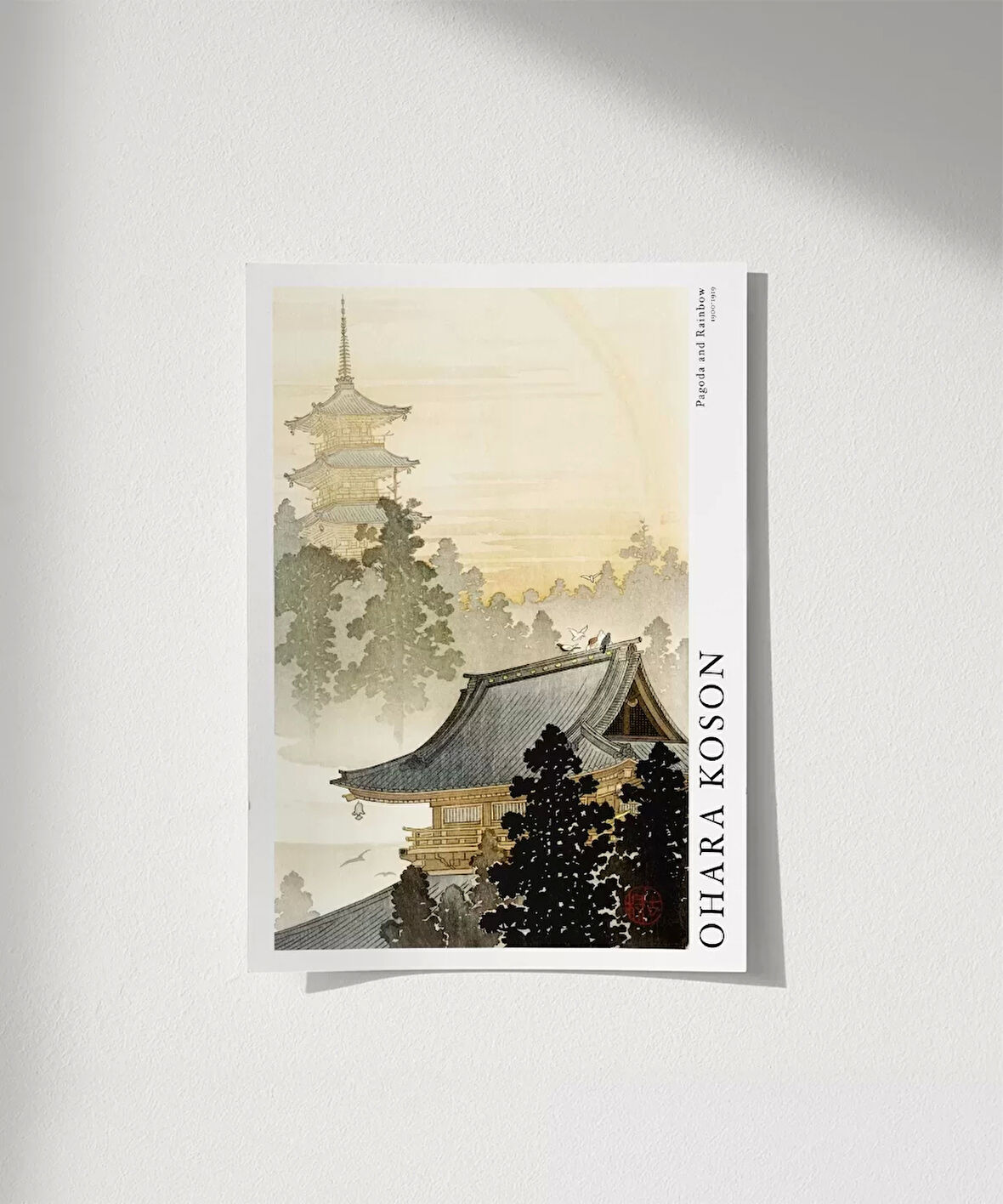 Çerçevesiz Poster Ohara Koson Pagoda ve Gökkuşağı