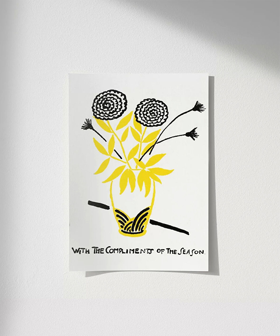 Çerçevesiz Poster El Çizimi Vazo ve Çiçek Motifli Grafik