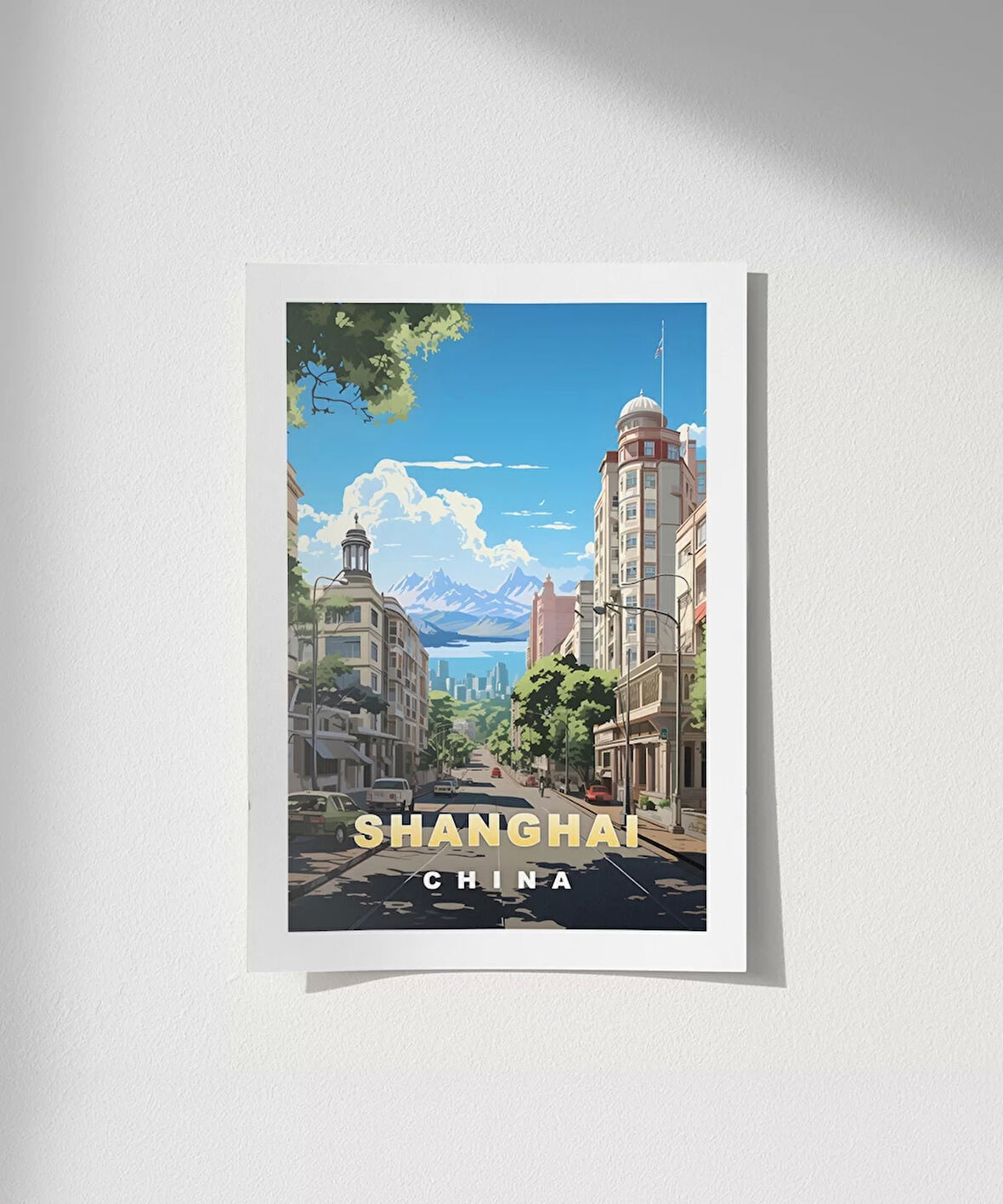 Çerçevesiz Poster Şangay'ın Şehir Çizgileri