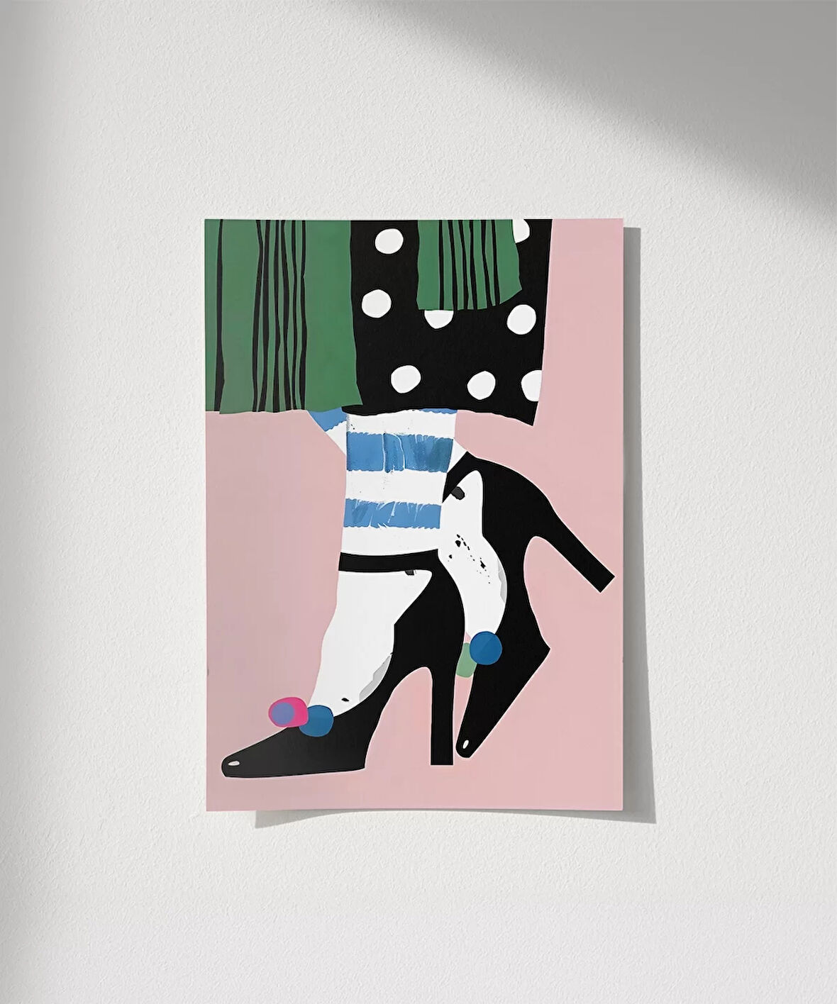 Çerçevesiz Poster Çizgi ve Puantiye Zarafeti