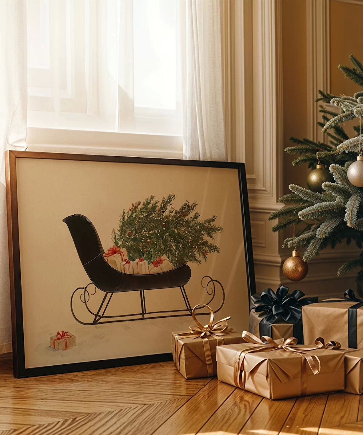 Çerçevesiz Poster Hediye ve Çam Temalı Yılbaşı