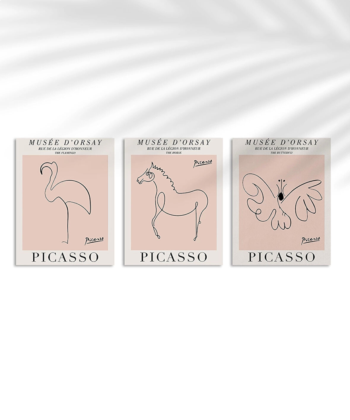 Çerçevesiz Poster Picasso Tarzı Hayvan Çizimleri 3'lü