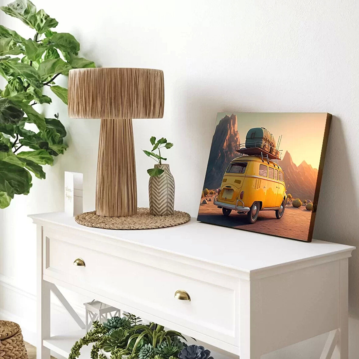 Sarı Karavan Yatay Kanvas Tablo