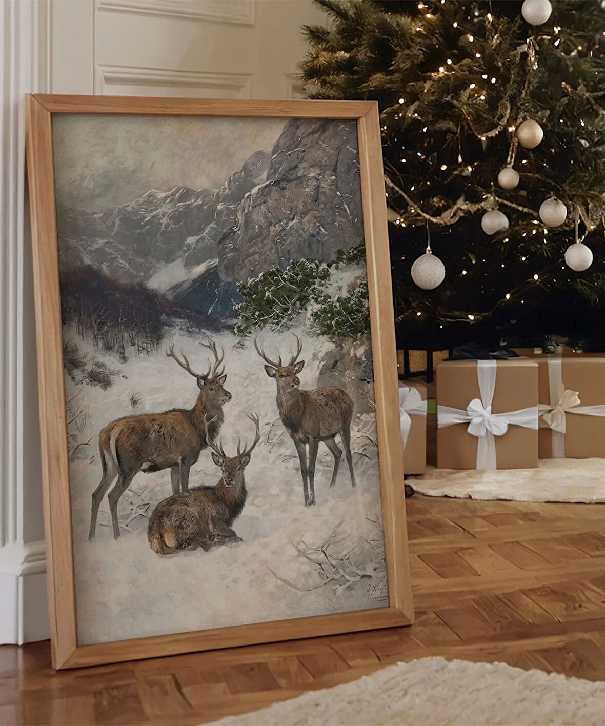 Çerçevesiz Poster Dağ Geyikleri Sanat