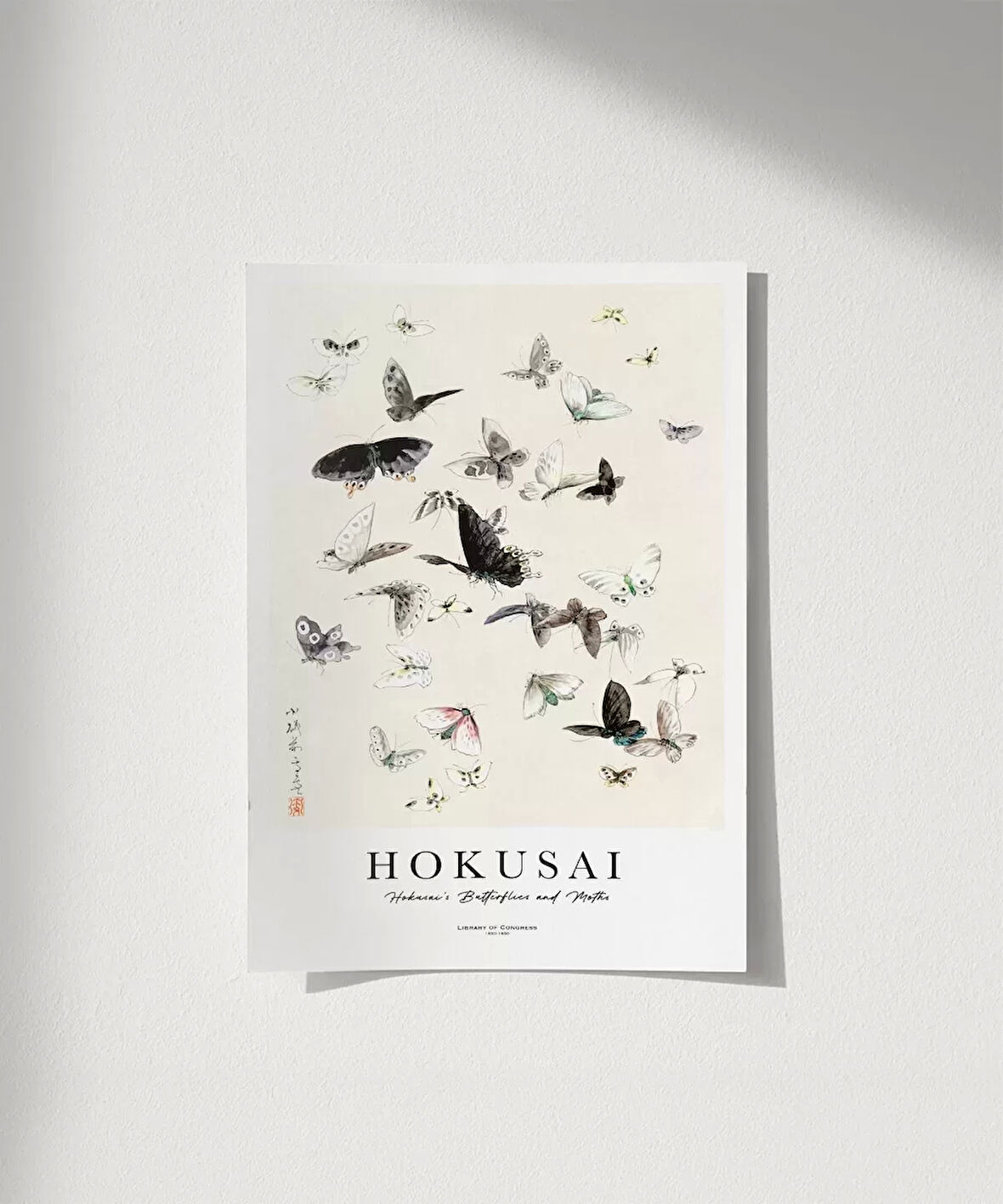 Çerçevesiz Poster Hokusai Hokusai'nin Kelebekleri ve Güveleri