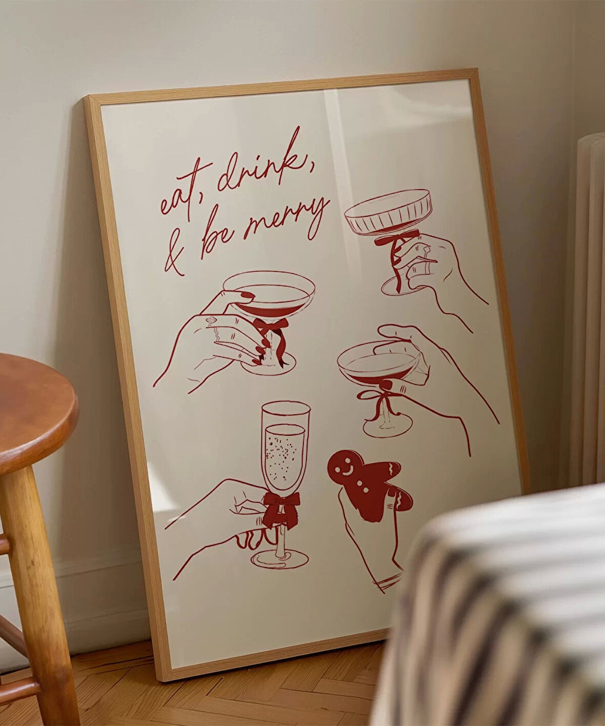 Çerçevesiz Poster Eat, Drink & Be Merry Kutlama ve Neşe