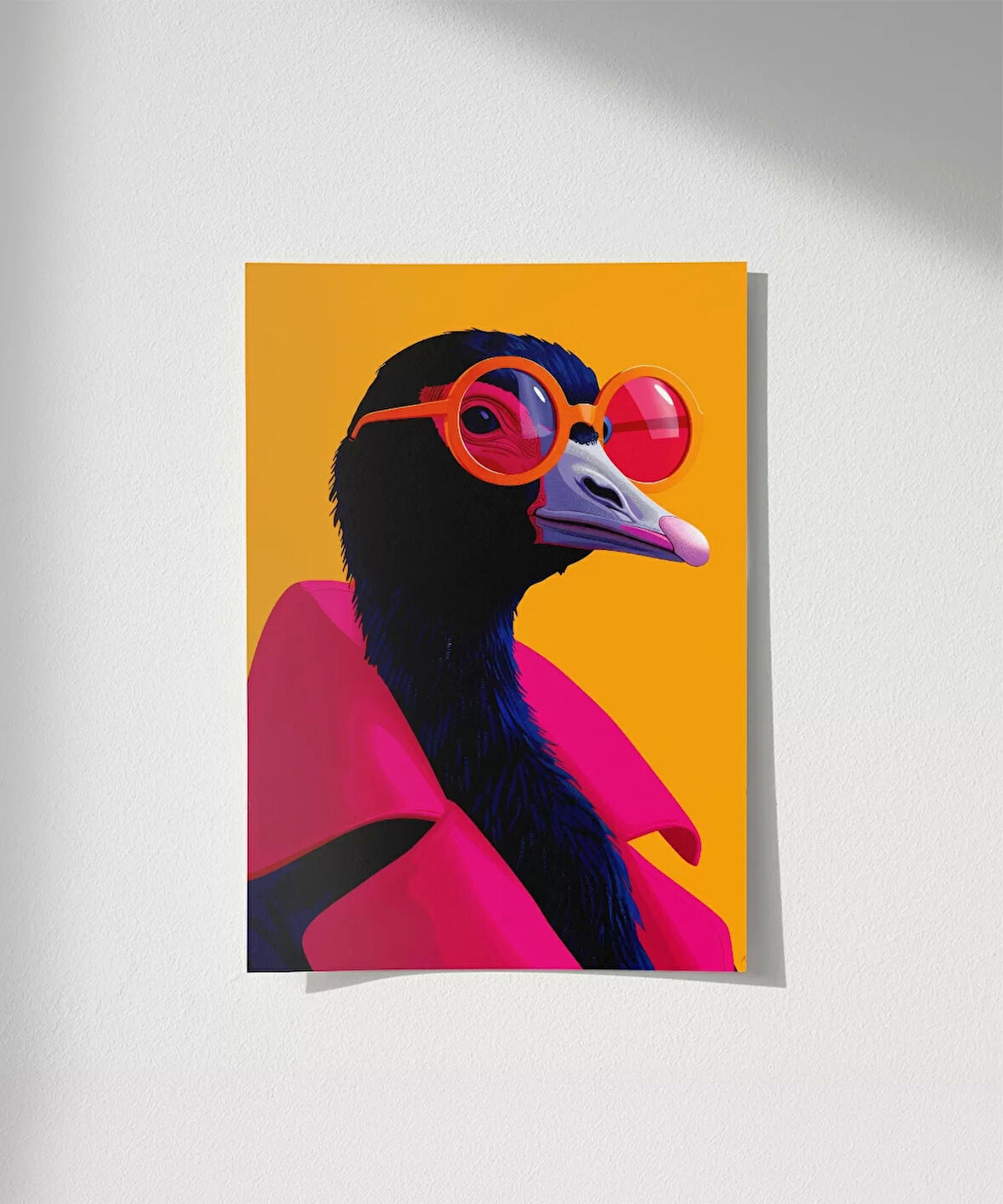 Çerçevesiz Poster Neon Şıklığı Devekuşu