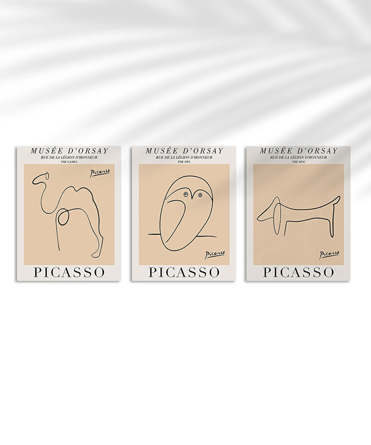 Çerçevesiz Poster Musée d'Orsay İlhamlı Picasso Hayvan Çizimleri 3'lü