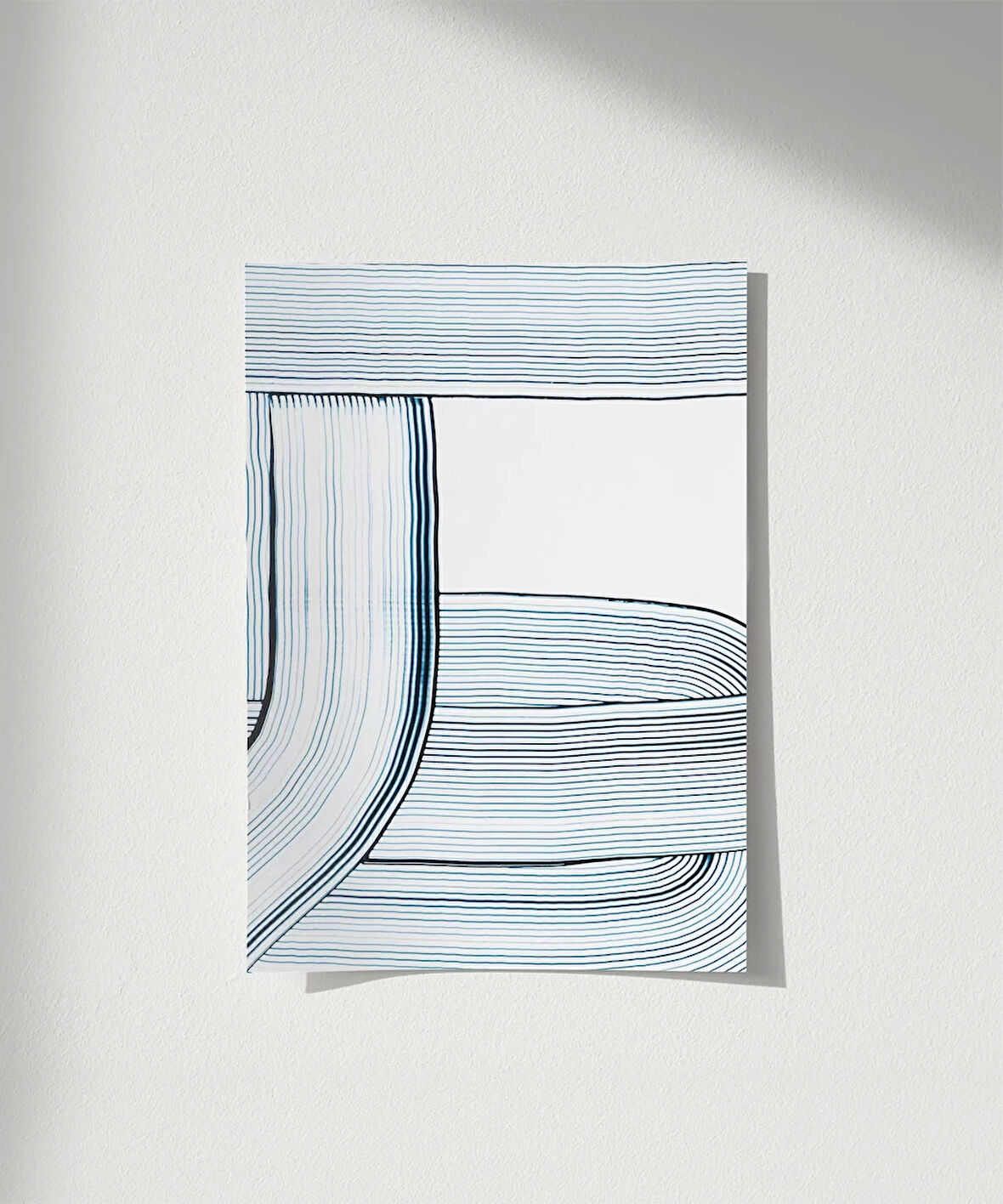 Çerçevesiz Poster Soyut Mavi Çizgiler Minimalist