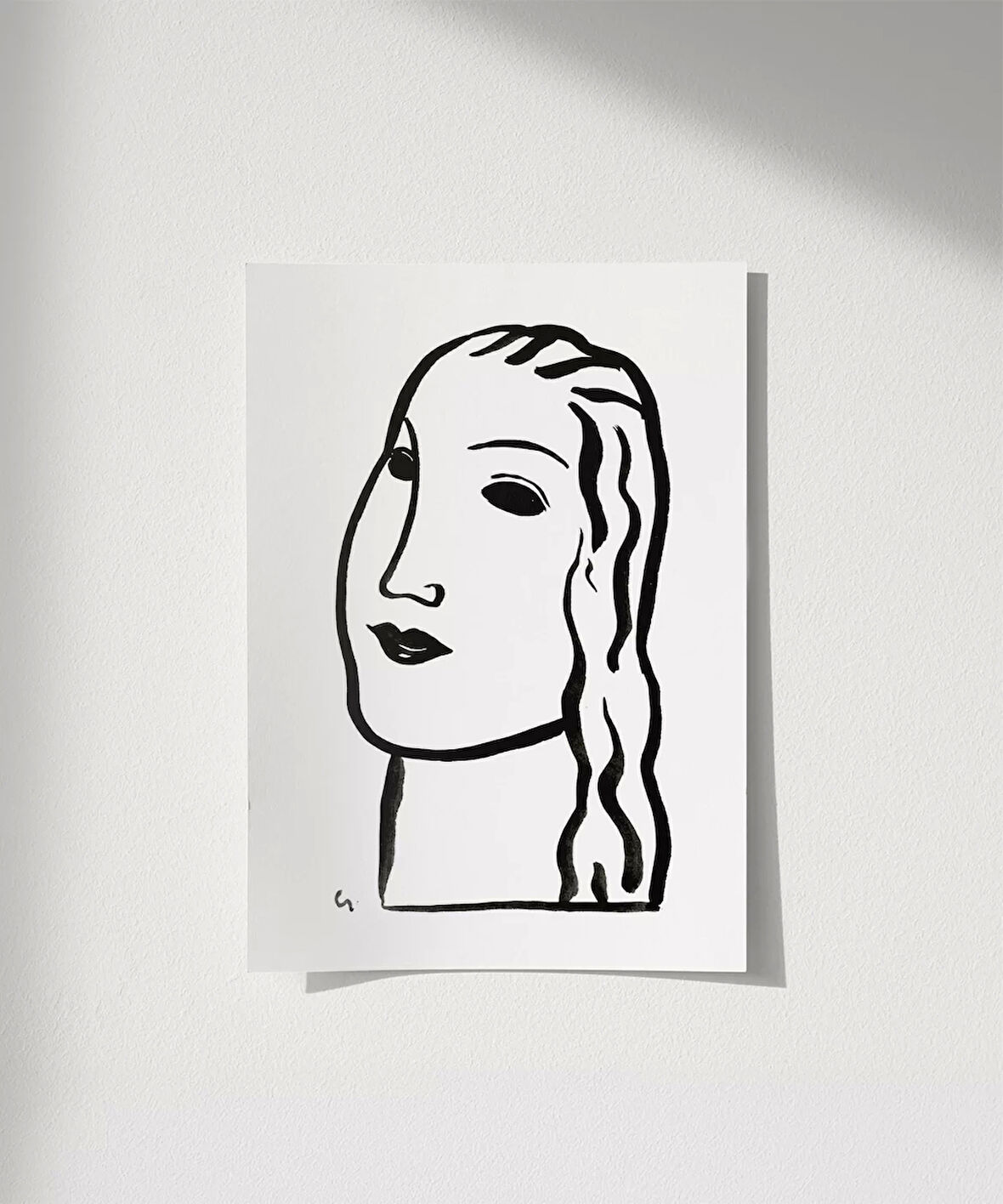 Çerçevesiz Poster El Çizimi Yüz Figürü Grafik