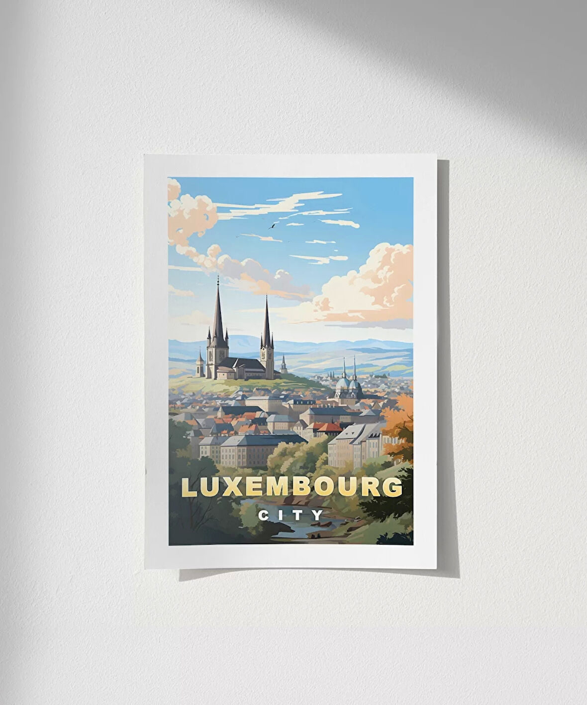 Çerçevesiz Poster Lüksemburg Şehri Tarihi Manzarası