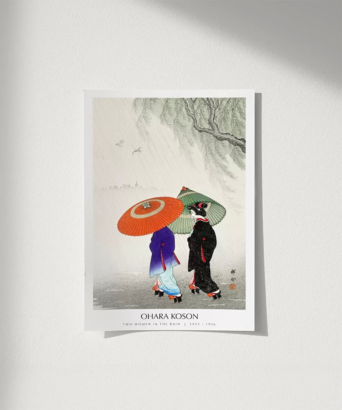 Çerçevesiz Poster Ohara Koson Yağmurda İki Kadın
