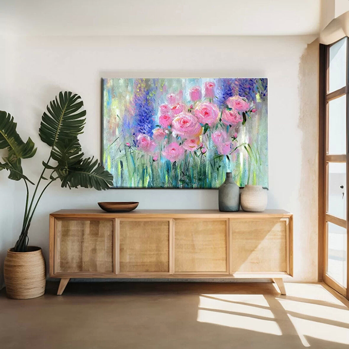 Gül Çiçekler Bahçesi Kanvas Tablo