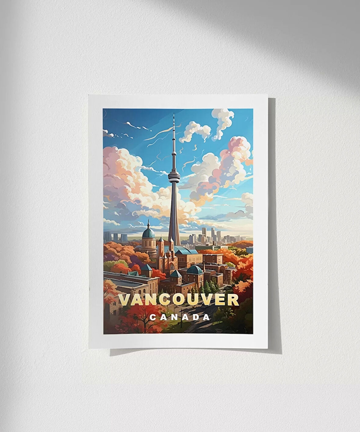 Çerçevesiz Poster Vancouver ve Sonbahar Renkleri Şehir
