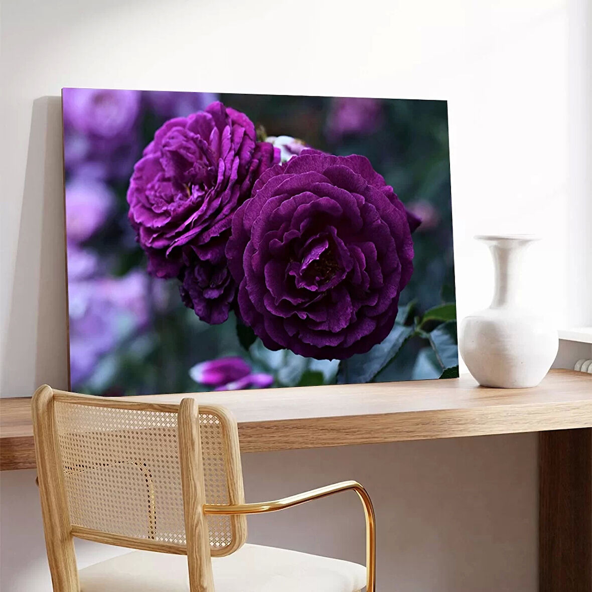 Mor Çiçek Kanvas Tablo