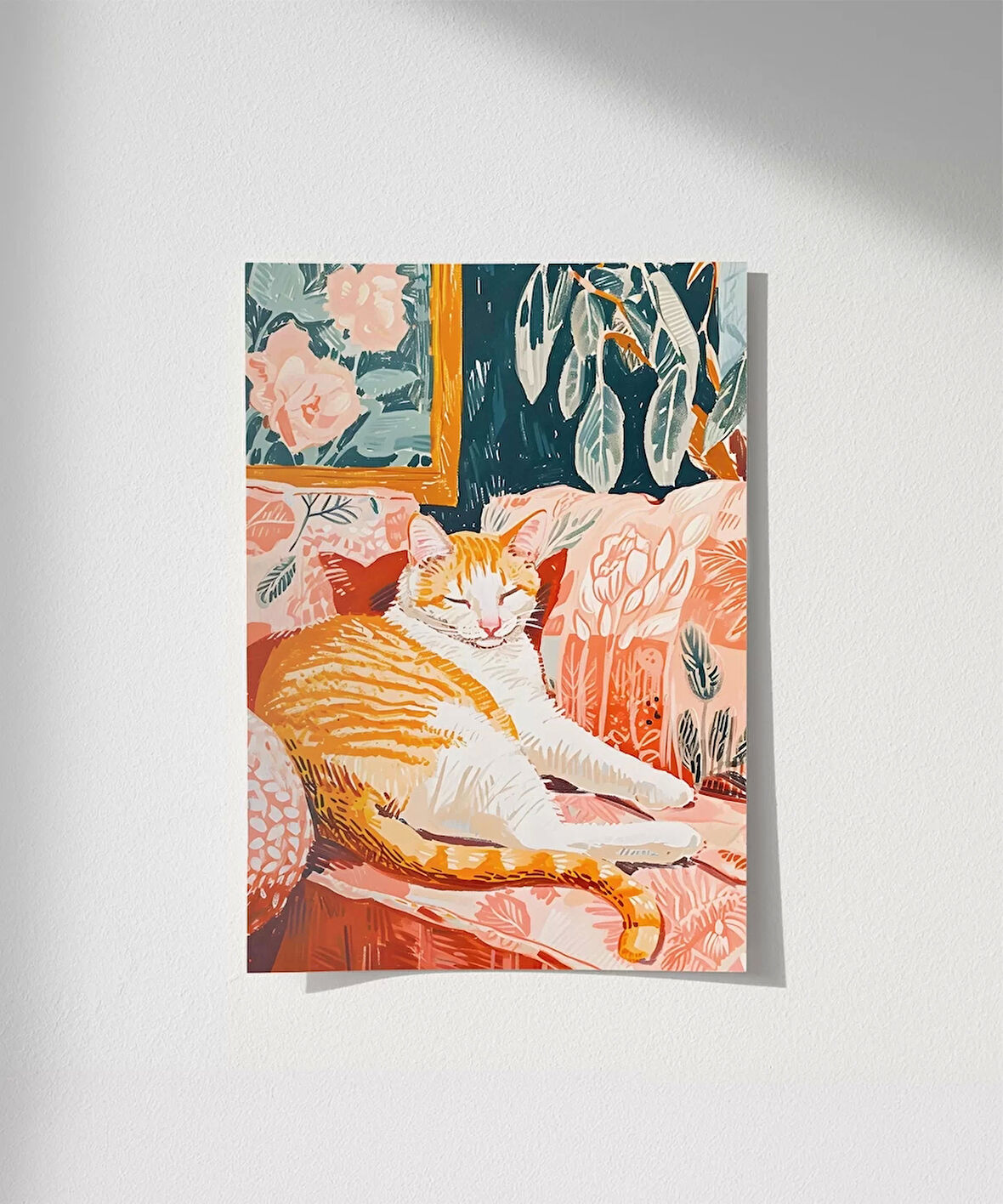 Çerçevesiz Poster Kedinin Gün Batımı Keyfi