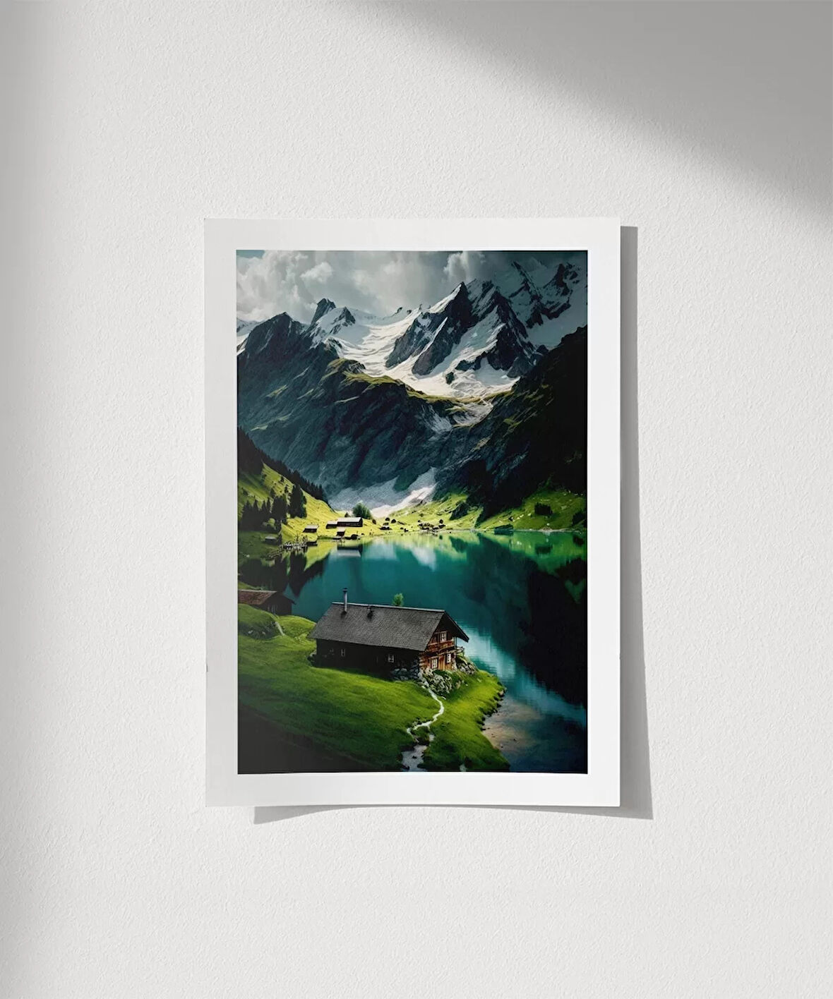 Çerçevesiz Poster Beyaz Zirveler ve Yeşil Vadi