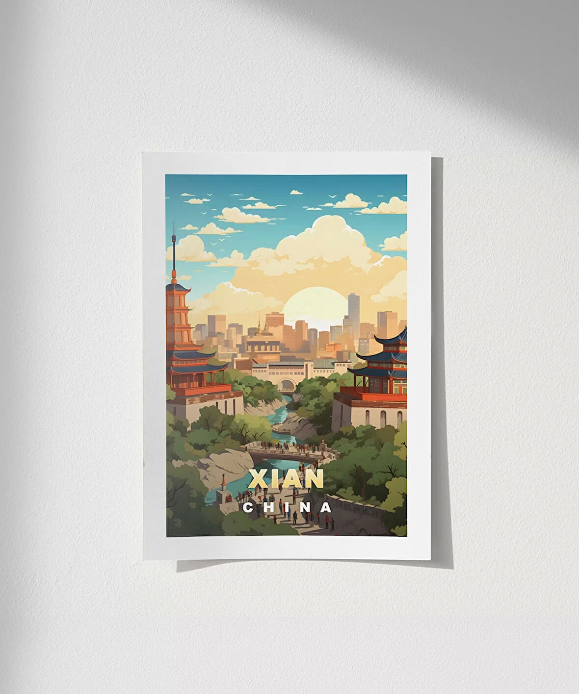 Çerçevesiz Poster Xi'an Tarihi ve Modern Perspektif Sanatsal