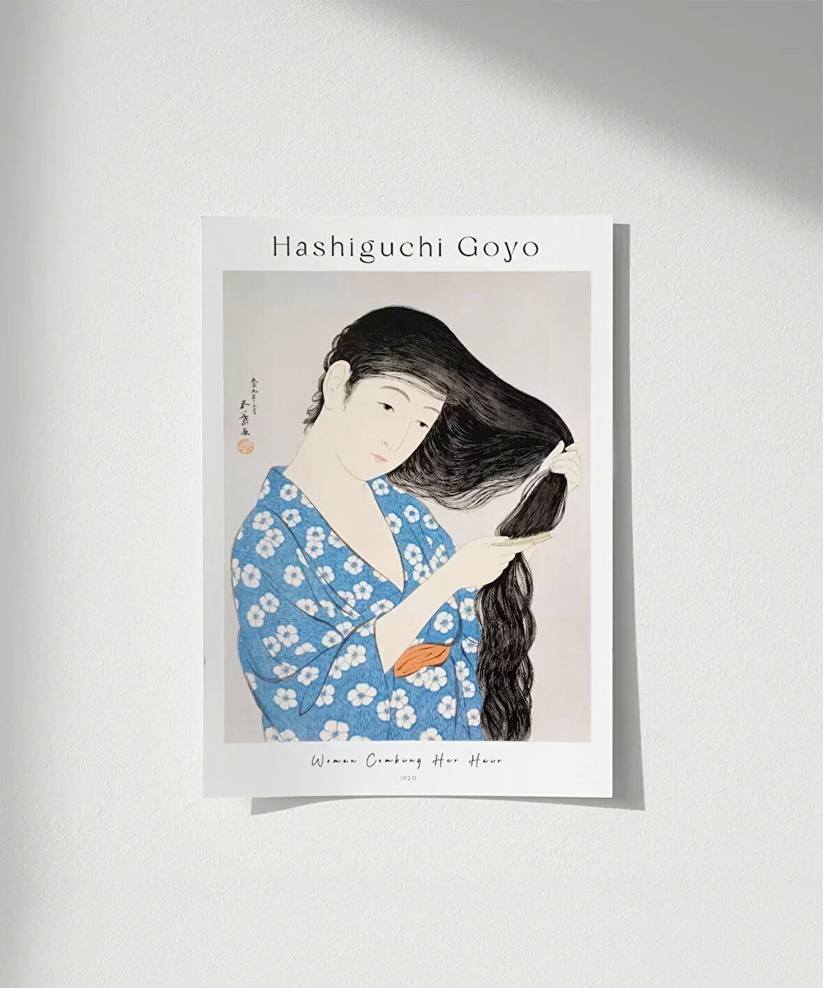 Çerçevesiz Poster Hashiguchi Goyo Saçını Tarayan Kadın