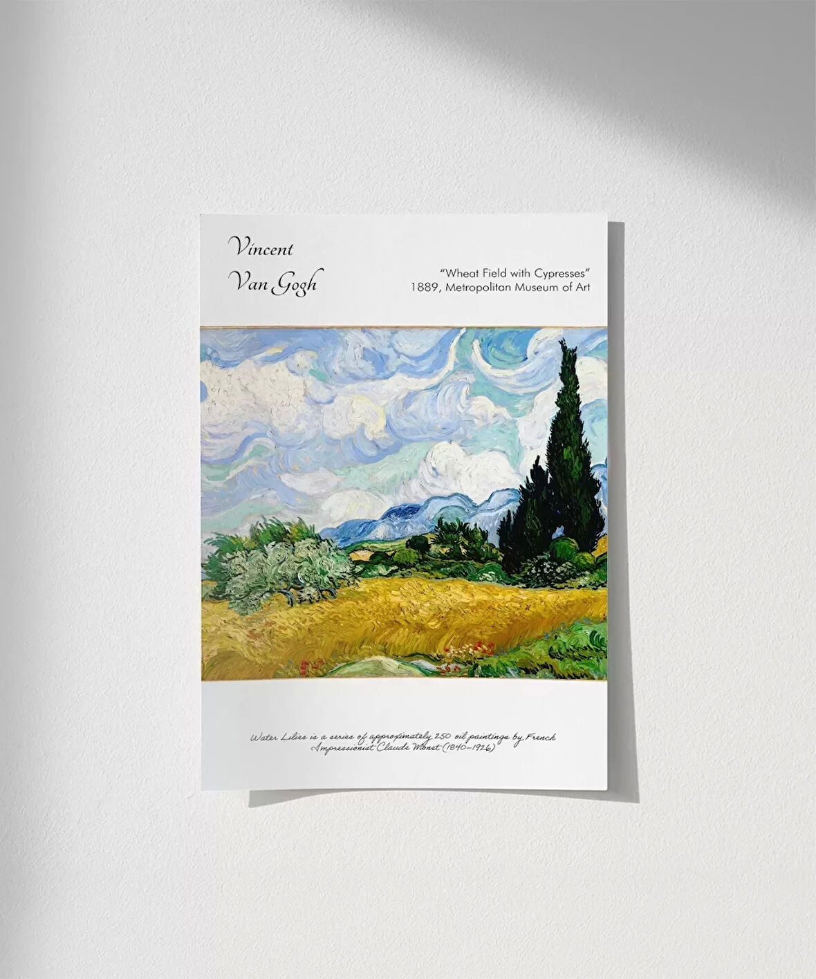 Çerçevesiz Poster Vincent Van Gogh Buğday Tarlası ve Selviler (2)