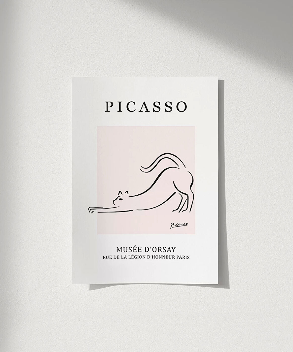 Çerçevesiz Poster Pembe Arka Planlı Picasso Çizim
