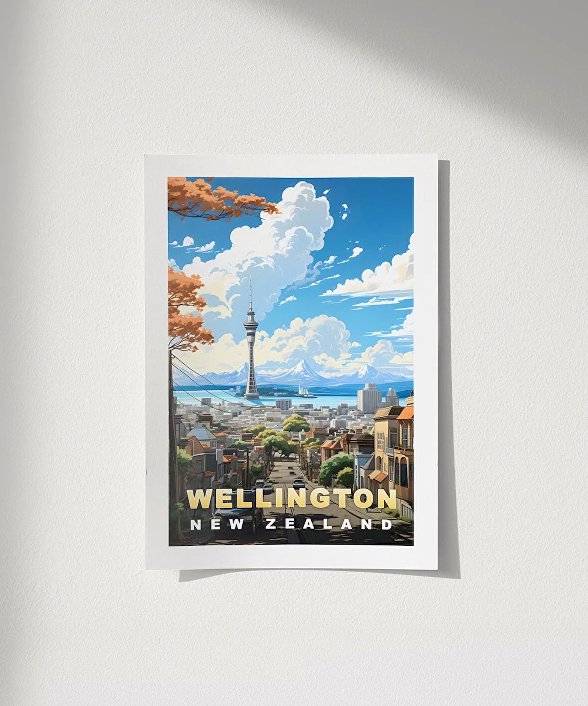 Çerçevesiz Poster Wellington Skyline New Zealand