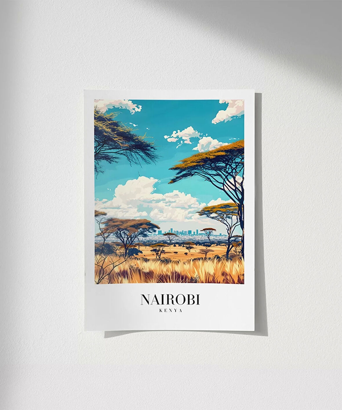 Çerçevesiz Poster Vahşi Doğa ve Şehir Silüeti