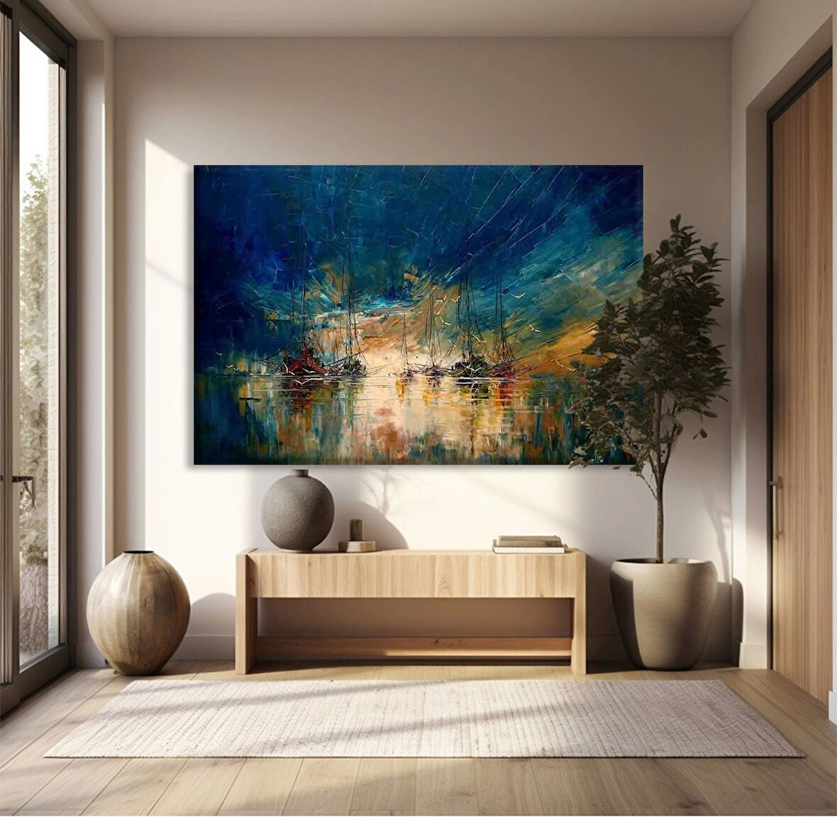 Mavi Yansımalar Kanvas Tablo