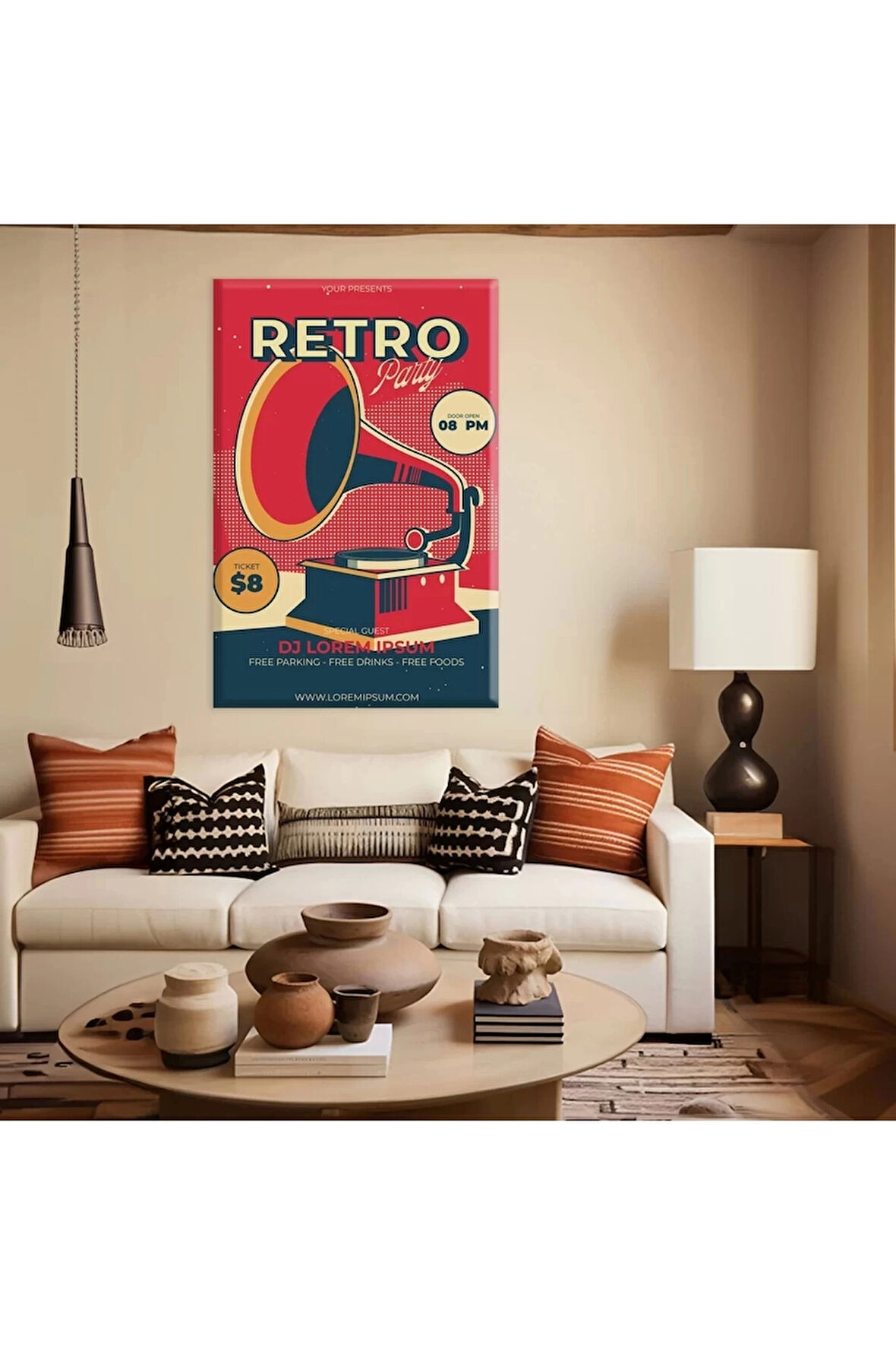 Retro Müzik Fuarı Kanvas Tablo
