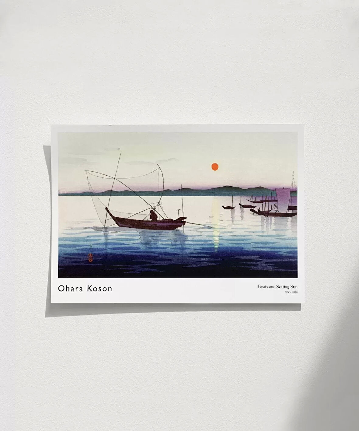Çerçevesiz Poster Ohara Koson Tekneler ve Batan Güneş