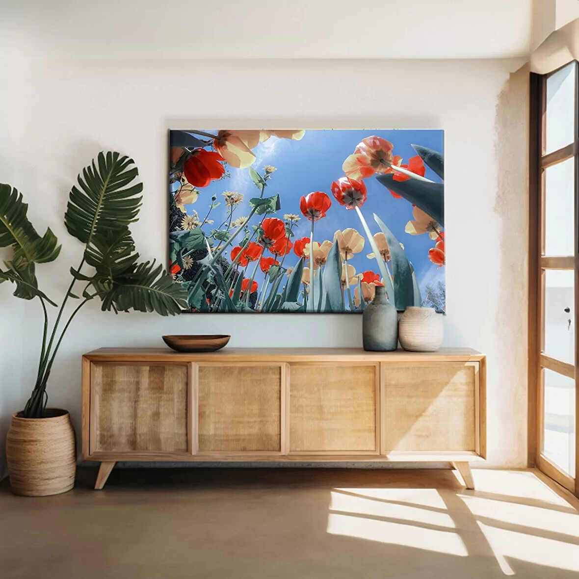 Gökyüzüne Uzanan Gelincikler Kanvas Tablo