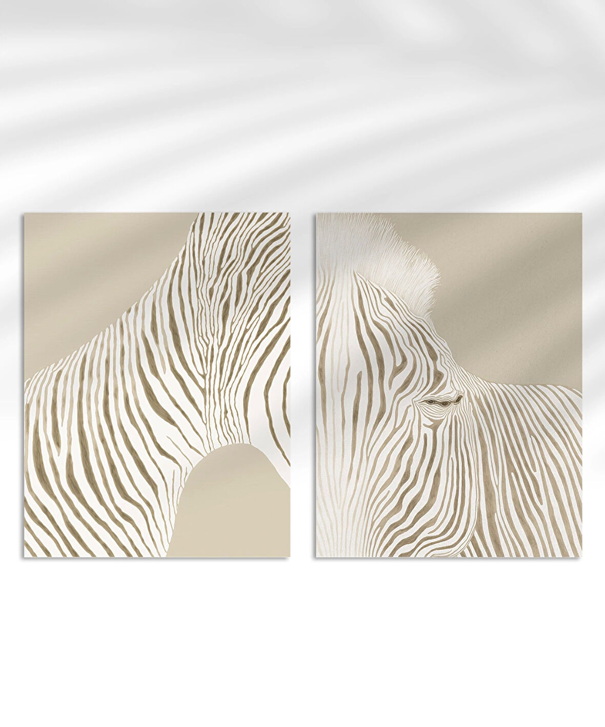 Çerçevesiz Poster Modern Zebra Çizgi Sanatı 2'li